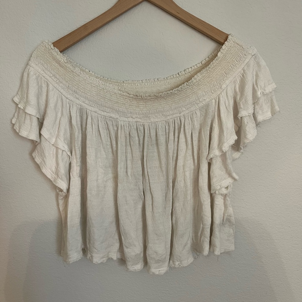 Free People Cream Off-Shoulder Blouse